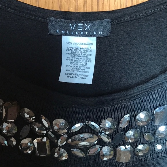 Ladies black, sleeveless top with rhinestone embellishments. Size small. - Picture 3 of 3